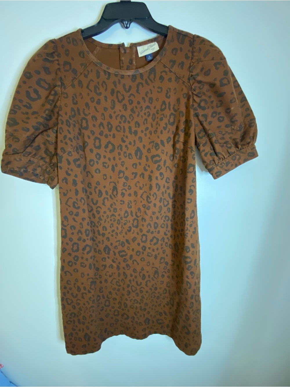 Universal Thread Brown Leopard Print Puff Sleeve Mini Dress